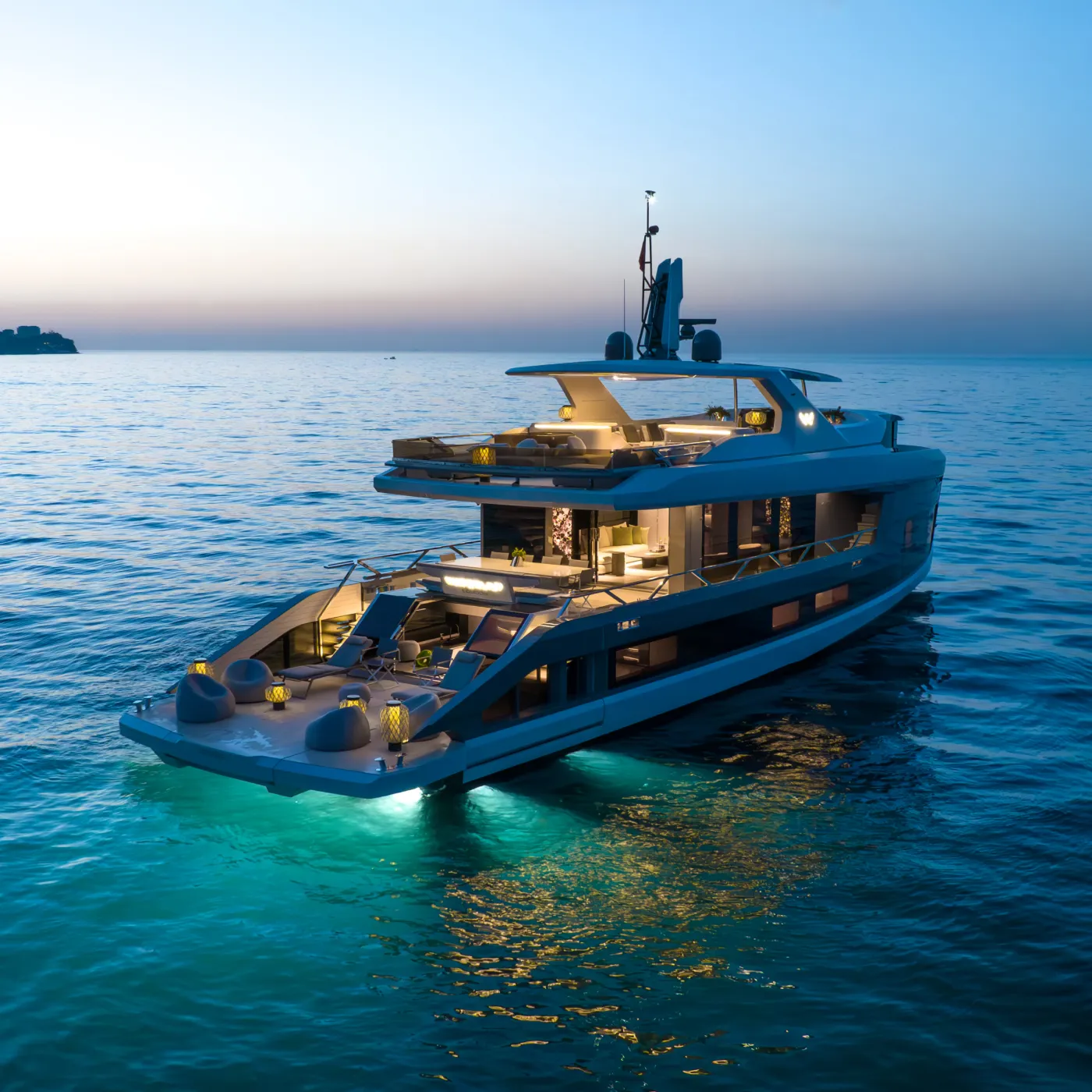 Immagine di uno Yacht con sea led Cantalupi